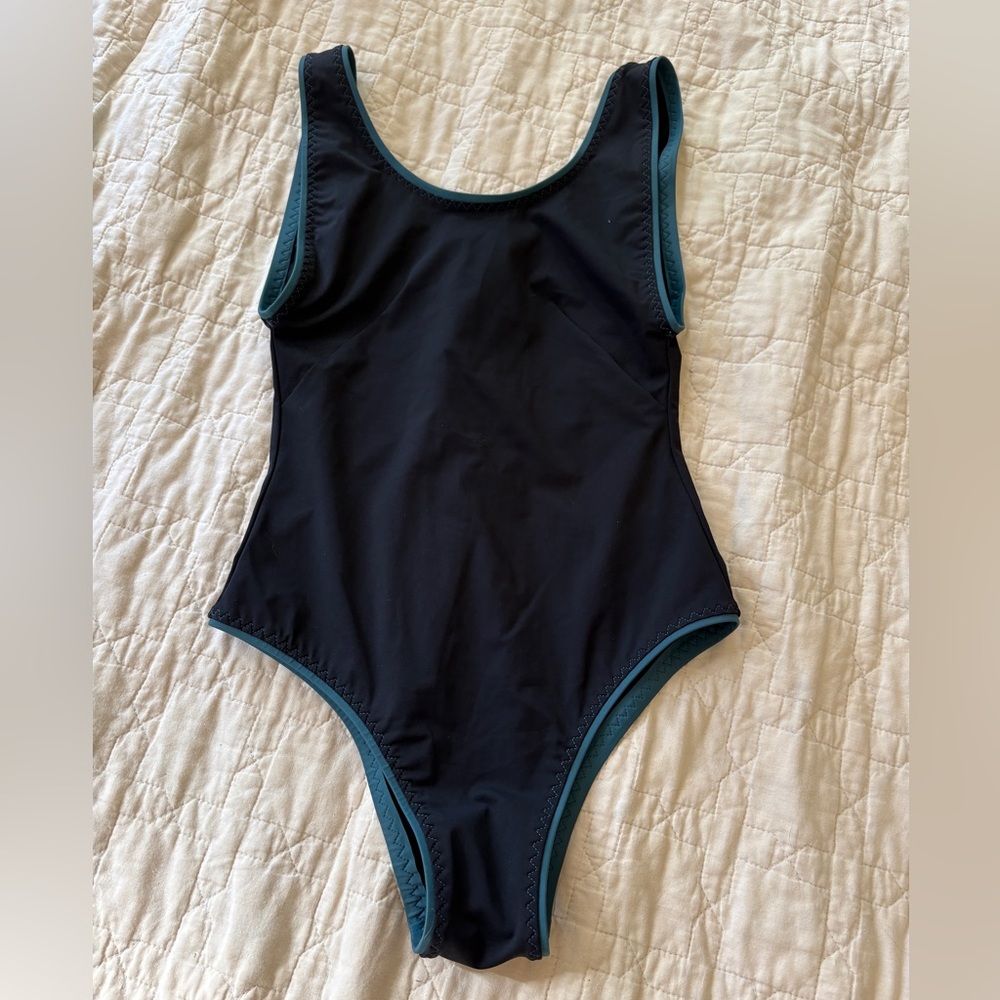 SEEA Black and Teal One-Piece Swimsuit